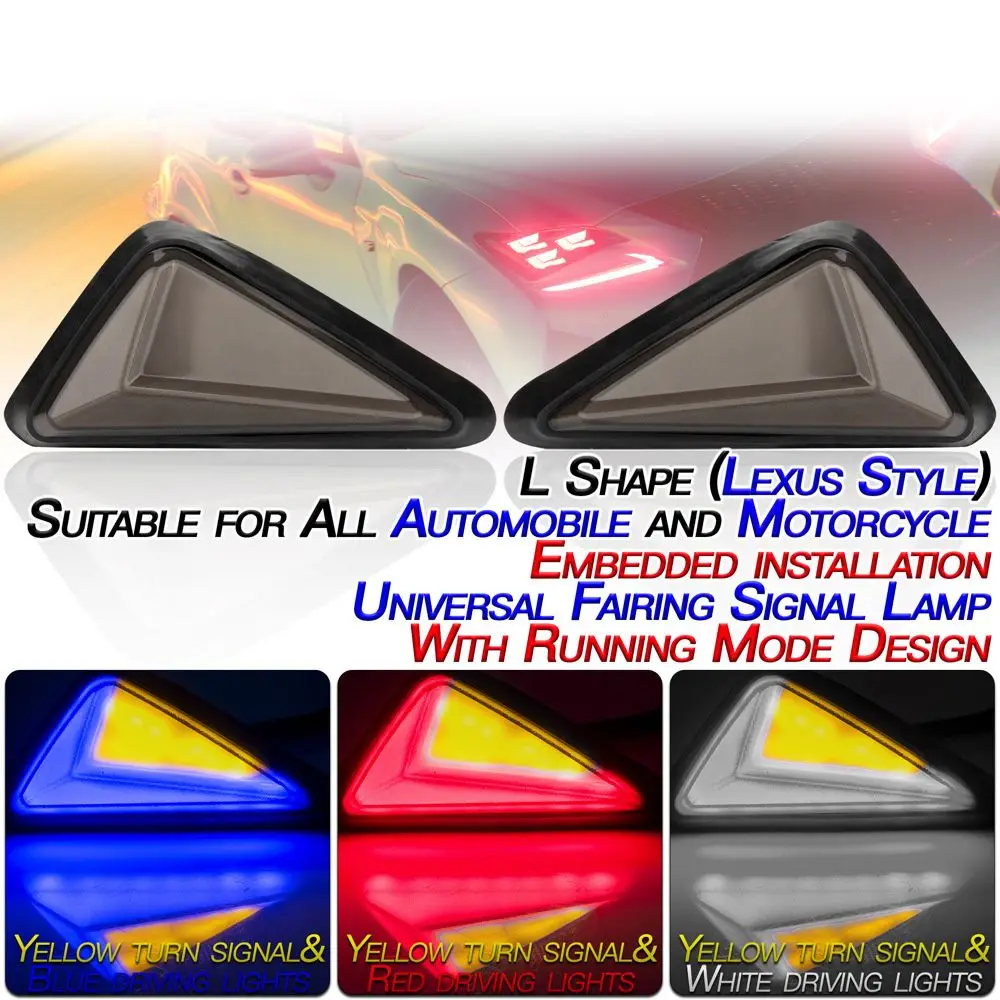 

LED Motorcycle Turning Signals Light Triangle Flush Mount Waterproof Daytime Running Light Turn Signal Blinker Flashing Lights