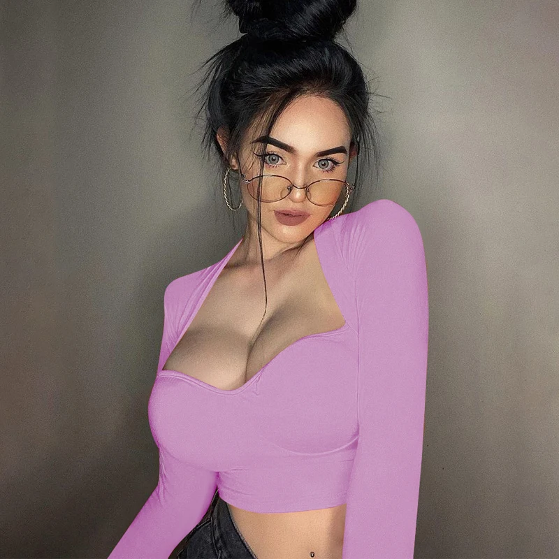 

Женский короткий топ составного кроя, облегающая Сексуальная уличная одежда, осенне-зимние Клубные женские футболки Y2k, рубашка, женские фу...