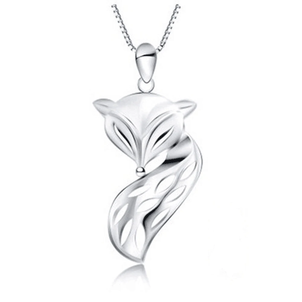 

Jewelry 2022 Silver Fox Necklace Full of Wisdom Cute Fox Couple Pendants for Woman Man Necklaces Free Shipping Wholesale