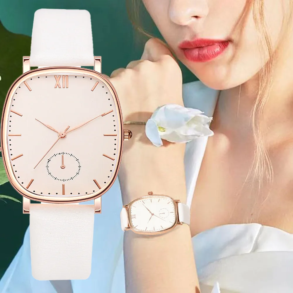 

Simple Square Women Watches Fashion Casual Ladies Leather Wristwatches White Female Quartz Clock Damenuhr Gift Drop Shipping