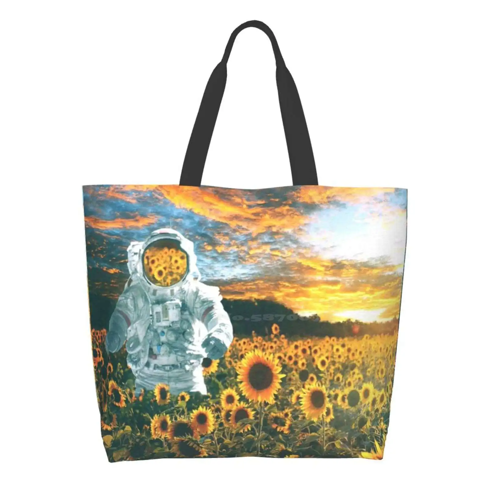 

In A Galaxy Far, Far Away High Quality Large Size Tote Bag Sunflower Art Science Fiction Literature Spaceman Astronaut