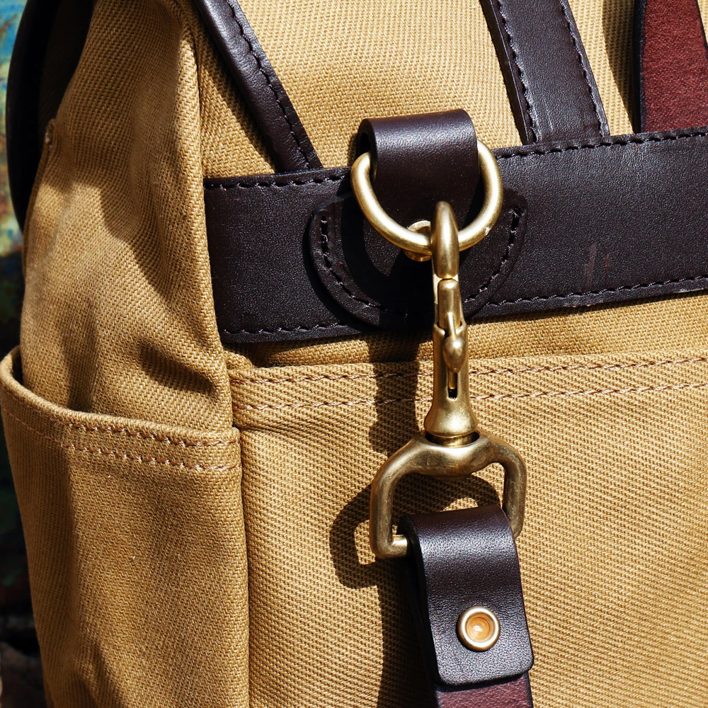 Tailor Brando Engraved American Retro 70232 Oil Wax Canvas & Vegetable Tanned Cowhide Size 37*27*12 Shoulder Messenger Bag