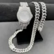 3PCS Mens Women Watches Jewelry Set Iced Out Watch Necklace Bracelet Bling Bling Diamond Miama Cuban Link Chain Choker Men Watch Other Image