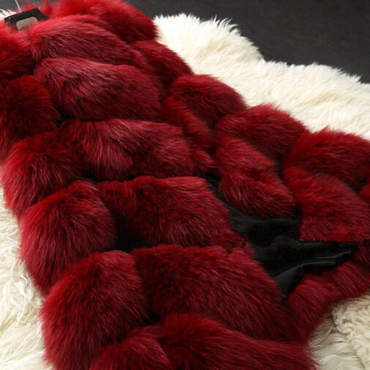 Autumn and Winter New Fox Hair Women's Medium Long Casual Fur Coat Fur Vest