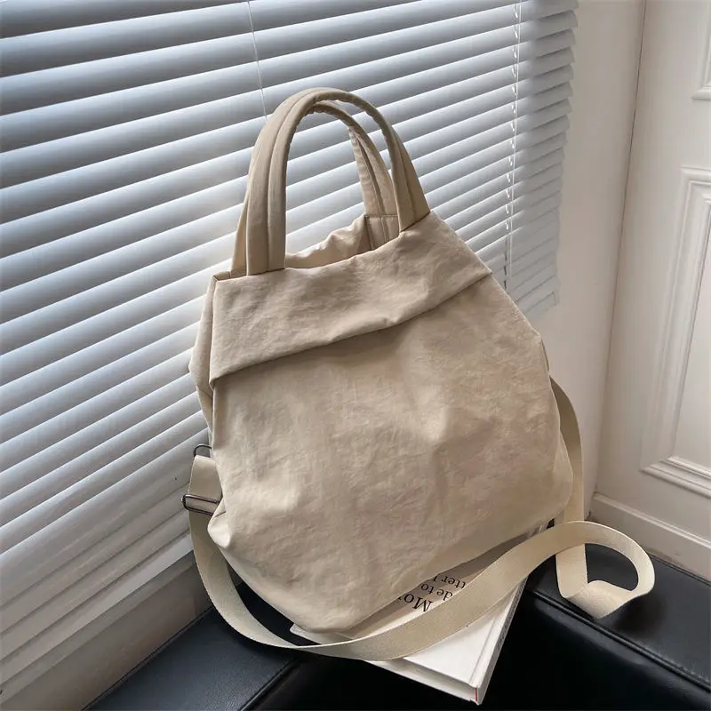 

New Canvas Nylon Cloth Women Large-capacity Handbag Portable Ultra-light Student Class Shoulder Bag Casual Fashion Messenger Bag