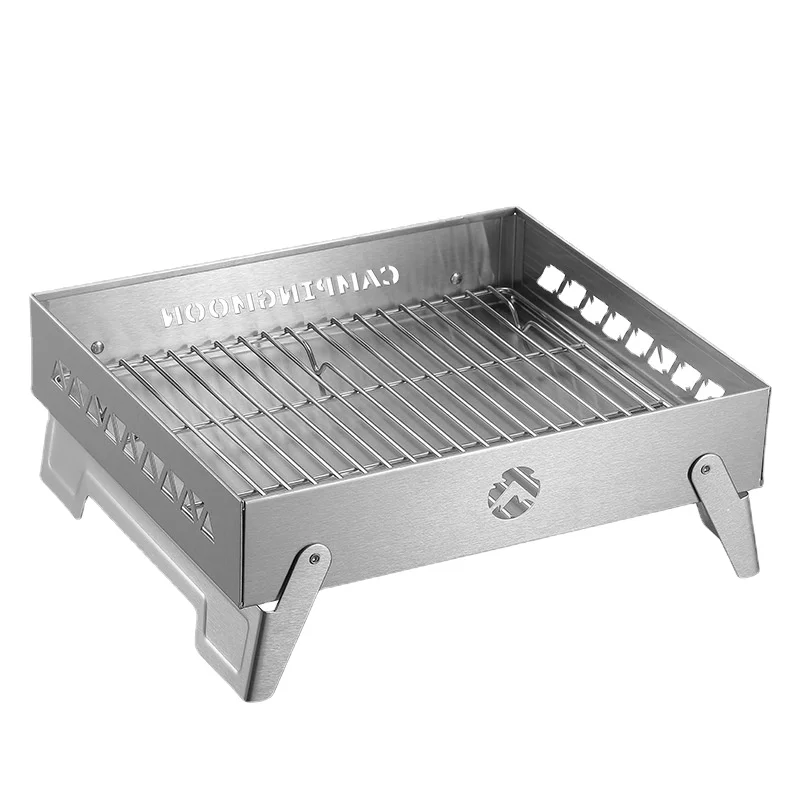 

New Outdoor Stainless Steel Fire Bed Camping Barbecue Fire Burning Table Portable Folding Fire Heating Furnace MT-6-LT