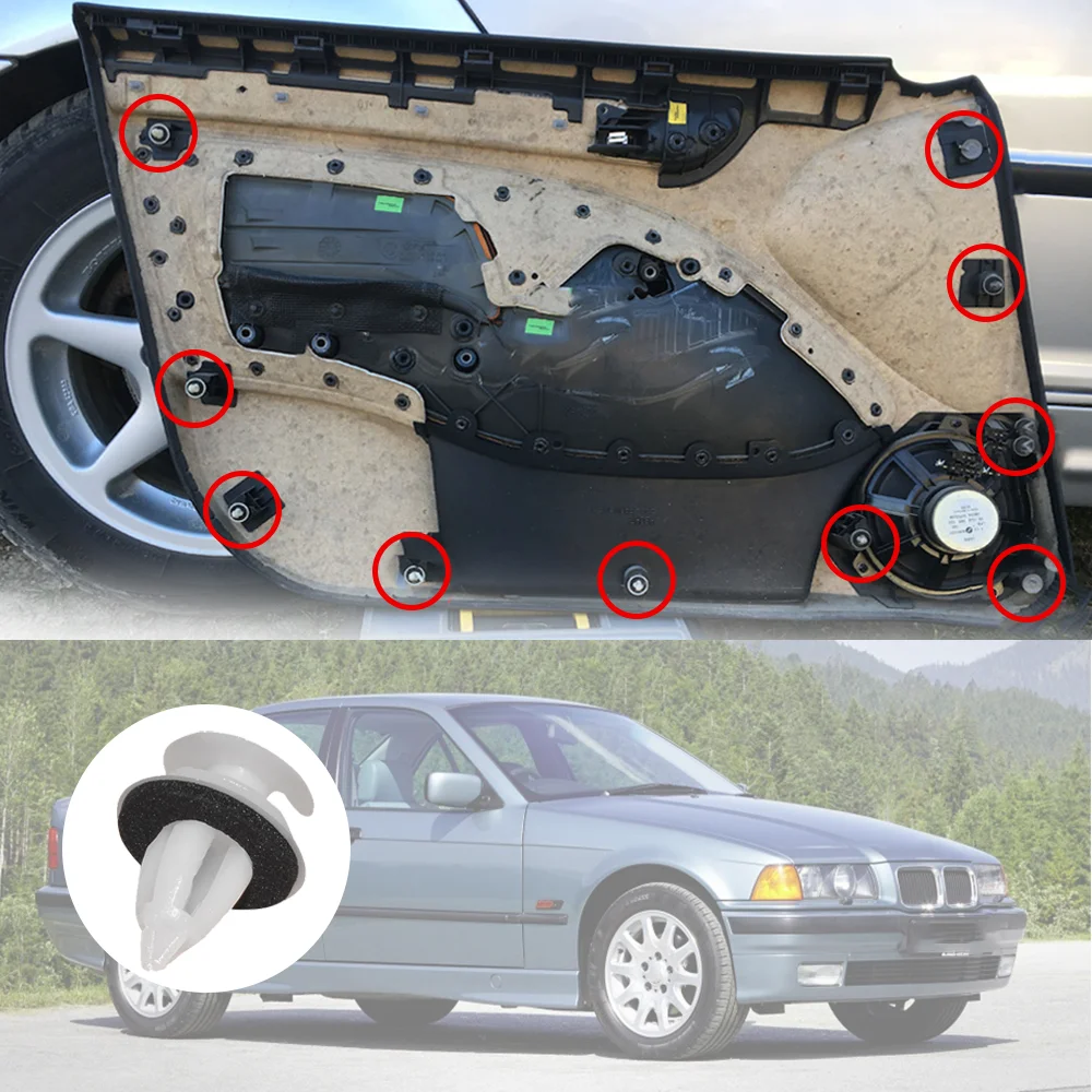 

10X Зажим для обшивки автомобильной дверной панели для BMW 3 серии E36 1990 1991 1992 - 1998 316i, 318i, 320i, 325i, 328i, M3, Z3
