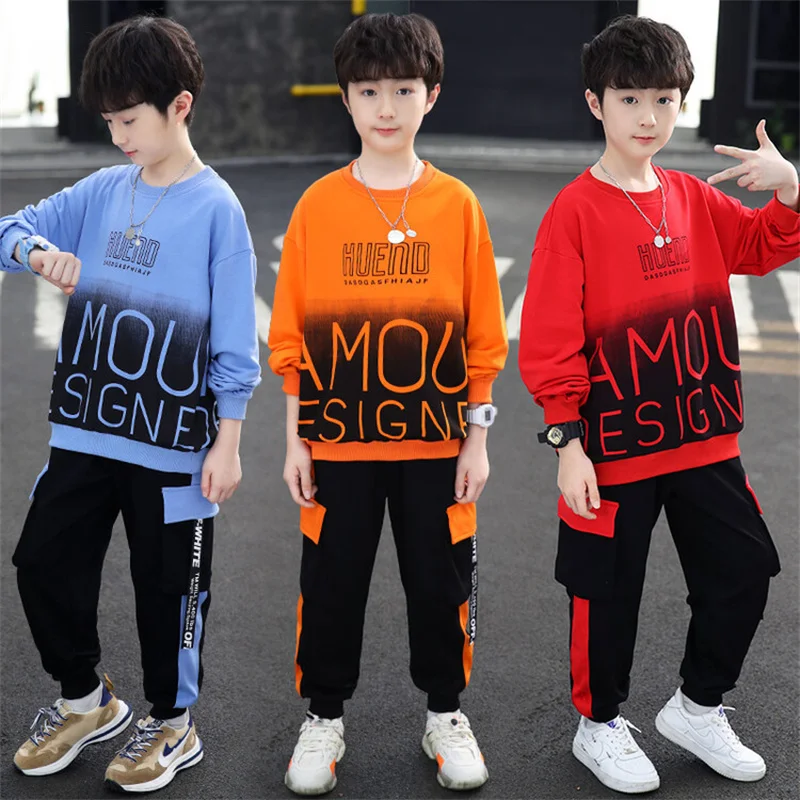 

Boys Sweatshirts + Trousers Cotton 2PCS/Set Kids Sport Suits 2023 Graceful Winter Autumn Plus Size Teenagers Children Sets