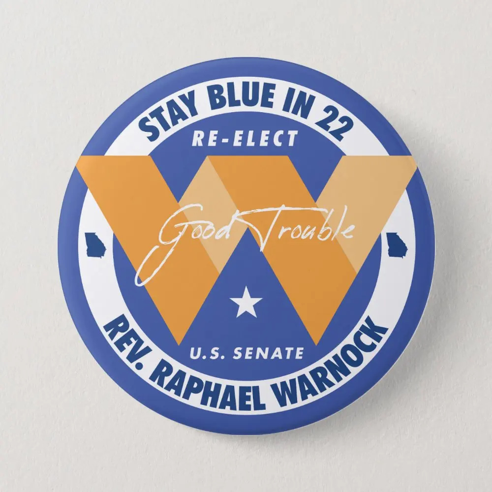 

Мягкая забавная булавка Рафаэль Warnock U S Senate 2022 с кнопкой