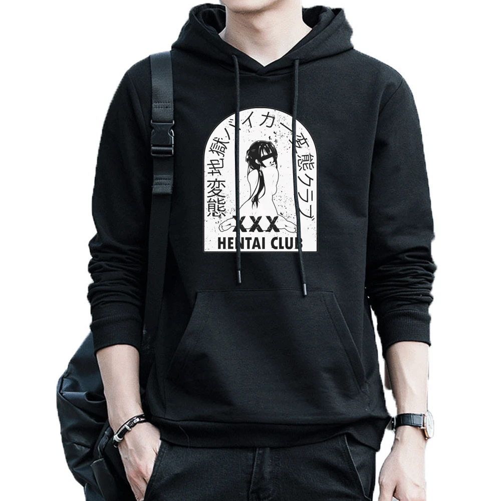 

Hentai Shirt Bikers Club Hoodies Ahegao Japanese Anime Hooded Pullover Unisex Streetwear Trends Winter Fleece Sweatshirt Men's