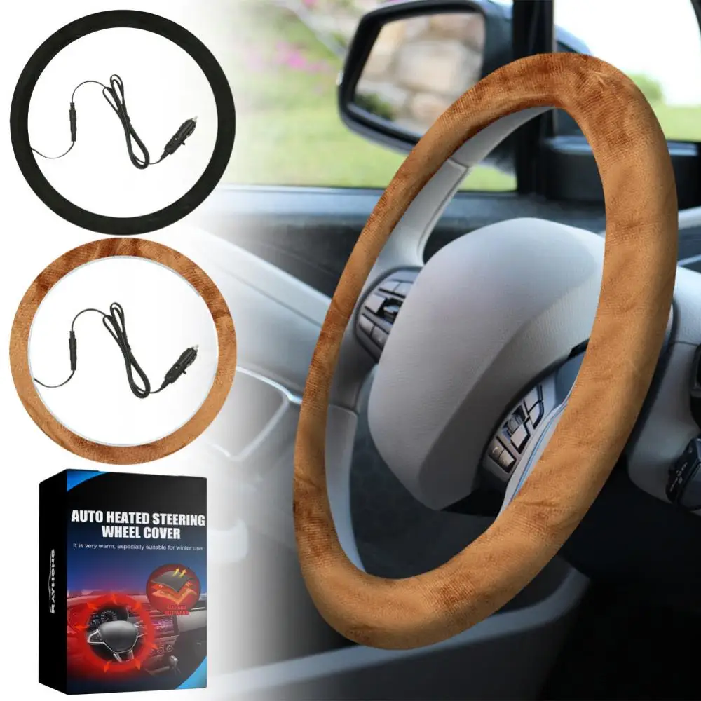 

Car Heated Steering Wheel Cover Electric Winter Heated Hand Warmer Auto Anti-Skid Steering Wheel Protector Auto Accessories