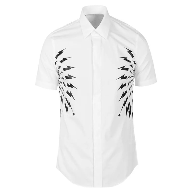 

New 2021 Men Classic NEIL BARRETT thunder Fashion Cotton Casual Shirts Shirt high quality Pocket Short sleeves S 2XL #A8