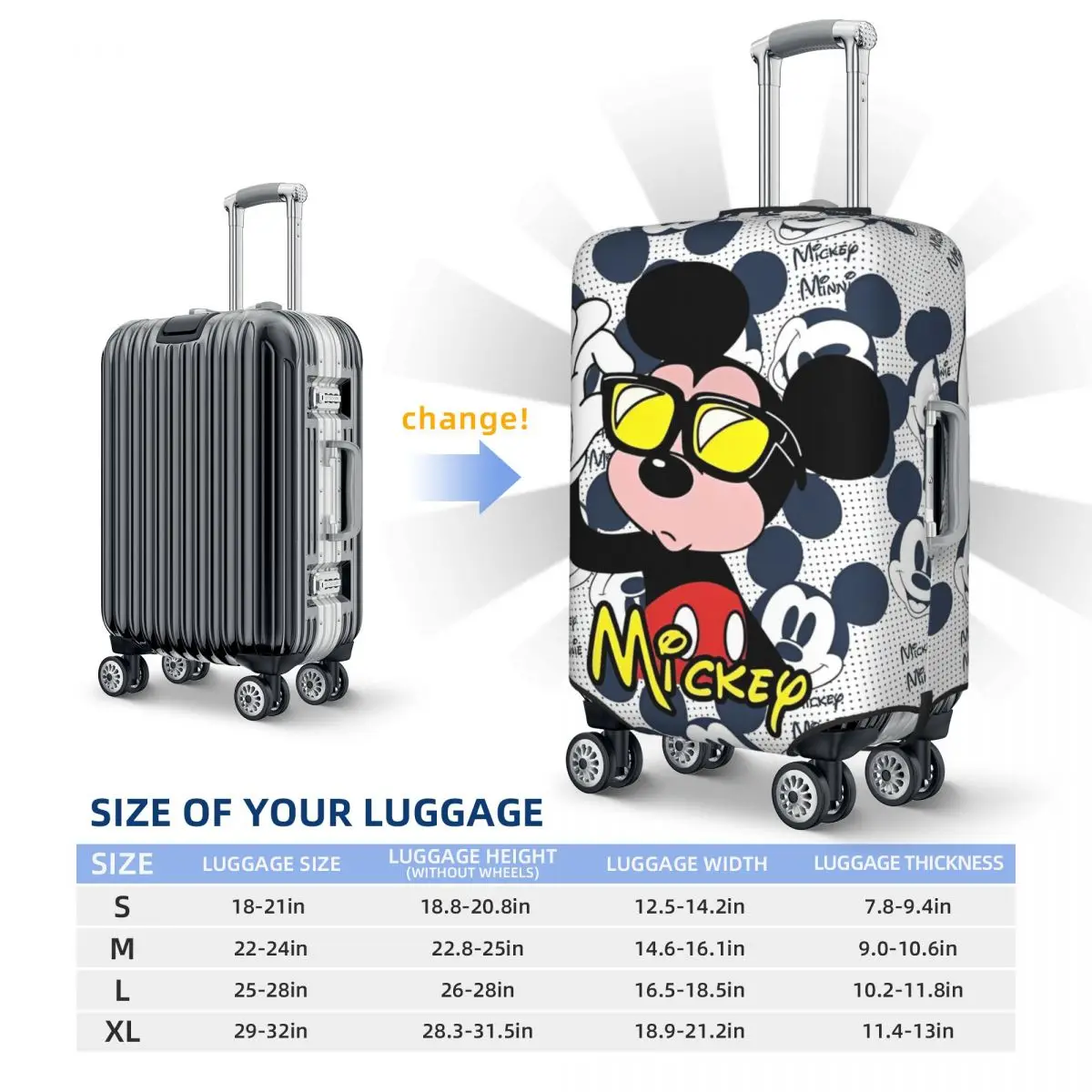 Крутой чехол для чемодана с изображением Микки Мауса