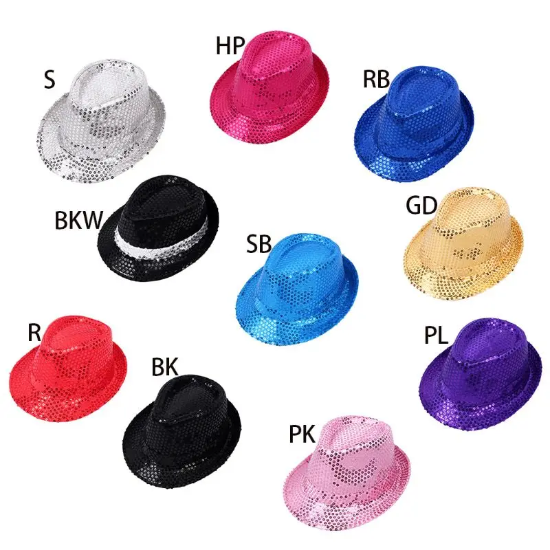 

Шапка Джаз с блестками для взрослых и детей, однотонная, с широкими полями и манжетами