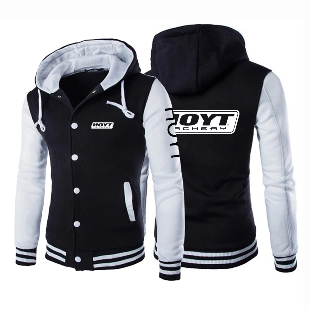 

Huo Yite archery men's new zipper hoodie casual baseball uniform coat long sleeve best selling fleece stitching coat clothing.