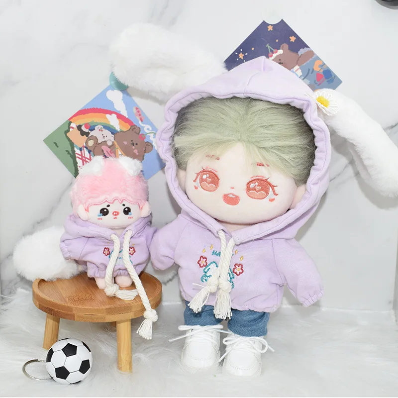 

Handmade 1pc 10/20cm 4 Color Kawaii Big Ear Rabbit Hooded Sweatshirt Plush Dolls Outfit Toys Doll's Accessories Cos