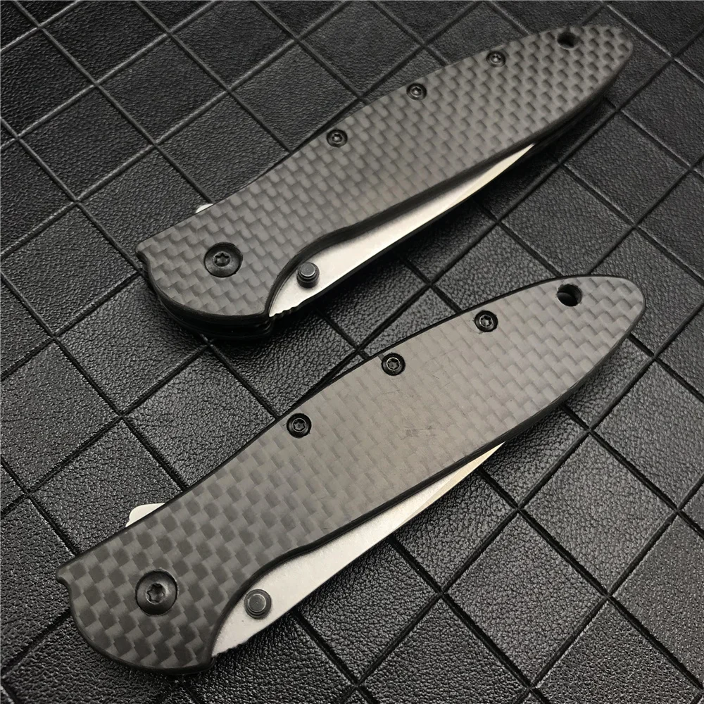 Kershaw 1660 Ken Onion Leek Flipper Folding Knife 14C28N Plain Blade Carbon Fiber Handles Tactical Outdoor Hunting Camping - Складной нож Kershaw 1660 Ken Onion Leek с клинком из стали 14C28N, рукояткой из углеродного волокна для тактических мероприятий н