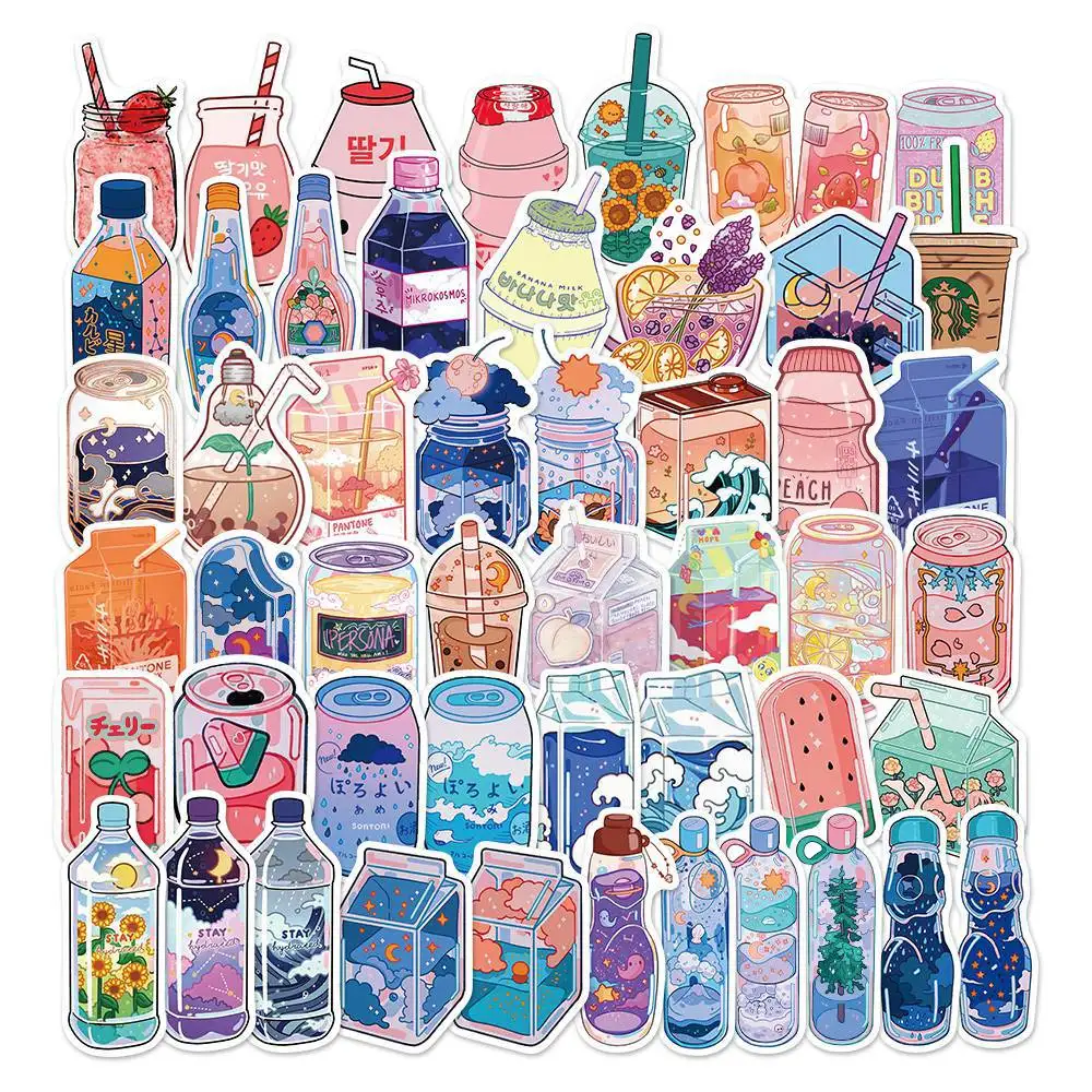 

10/50Pcs Cute Drink Bottle Decorative Luggage Sticker Waterproof Laptop Cup Bike Car Guita Scrapbook Phone Case Decal Kids Toy