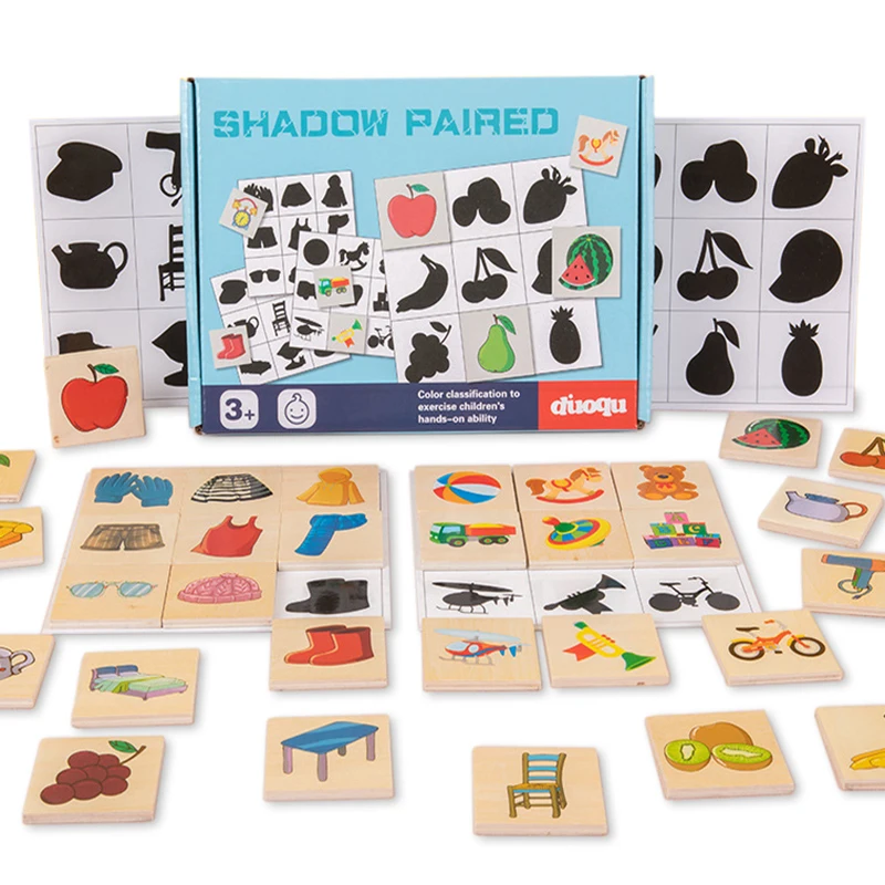 

Wooden Montessori Kids Toy Find Shape Animal Fruit Shadow Matching Jigsaw Puzzle Thinking Game Early Education Learning Toy Gift