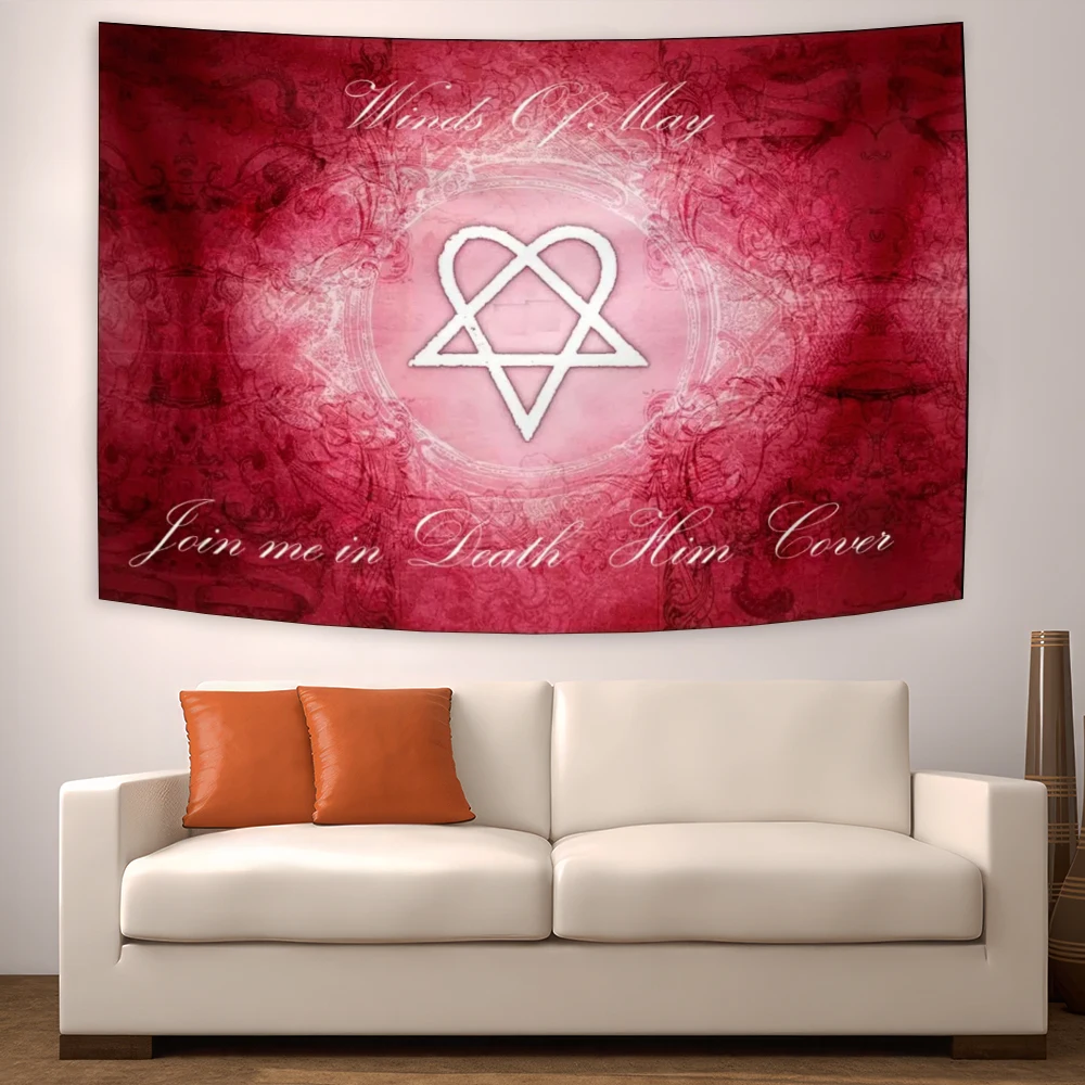 

Гобелен с логотипом рок-группы Him, настенные обои, украшение комнаты, домашний декор, ковер для спальни