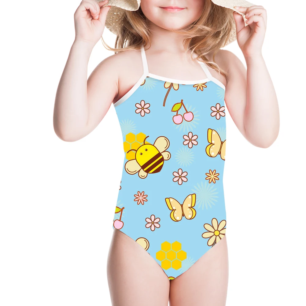 

Cumagical 2022 Hawaiian Carton Plant Design Summer Kids Swim Wear Casual Thong One Piece Custom Kids Swimming Suit