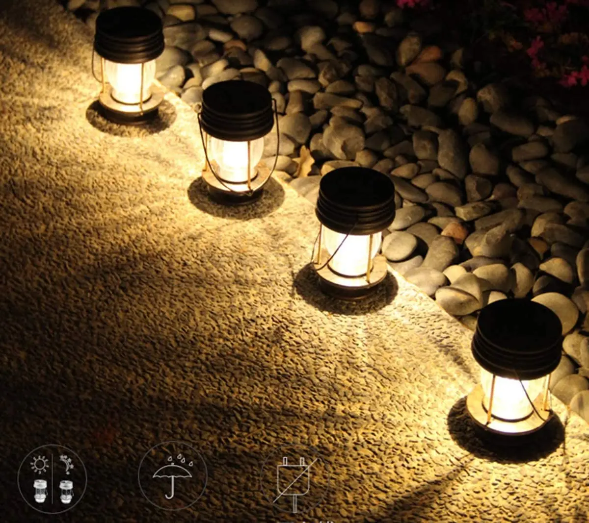 

Outdoor hanging solar light waterproof landscape lantern retro design suitable for courtyard, garden and pathway decoration