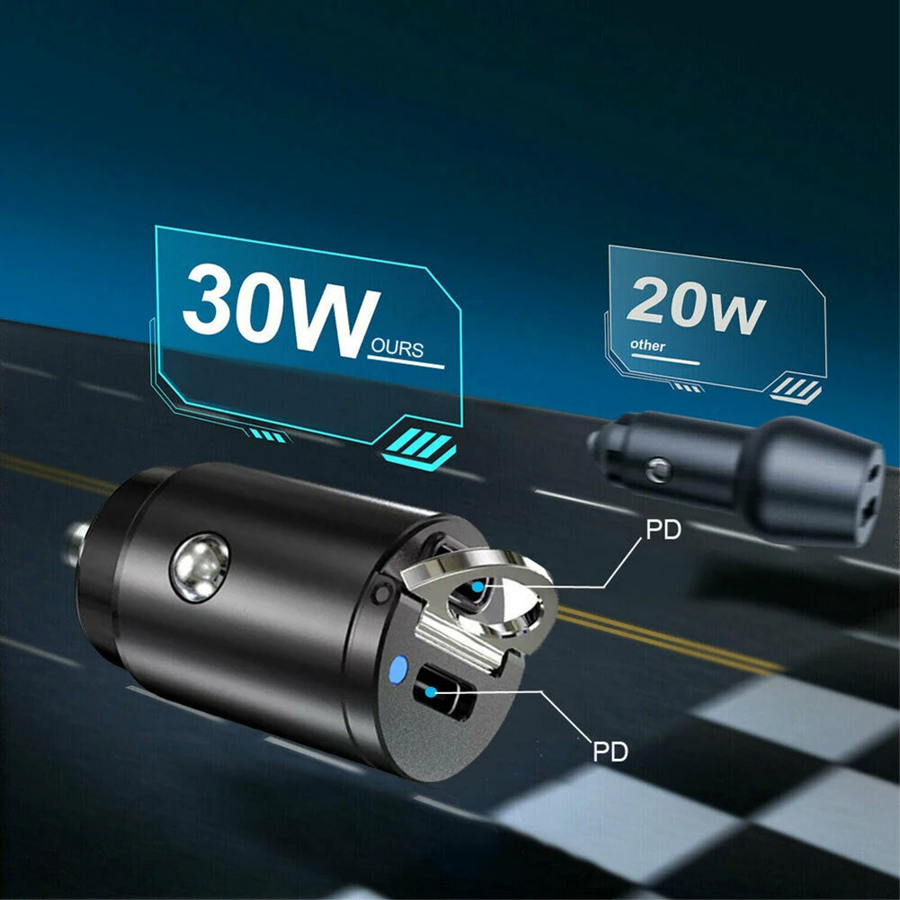 

Автомобильное зарядное устройство для телефона, 30 Вт, 2 порта USB, 12-24 В
