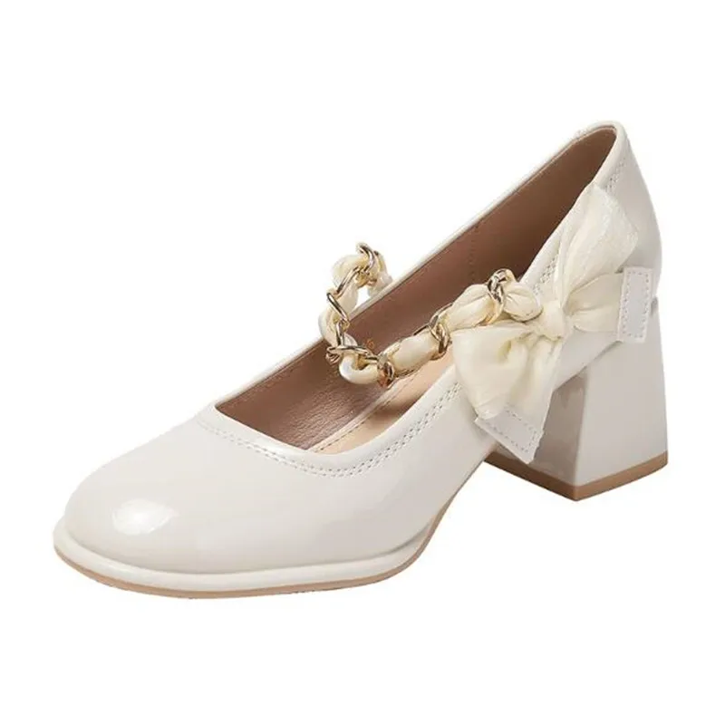 

Brand Women Shoes Classic Mary Janes Soft Leather Pumps Woman Thick High Heels Pumps Women Party Dress OL Shoes High Quality