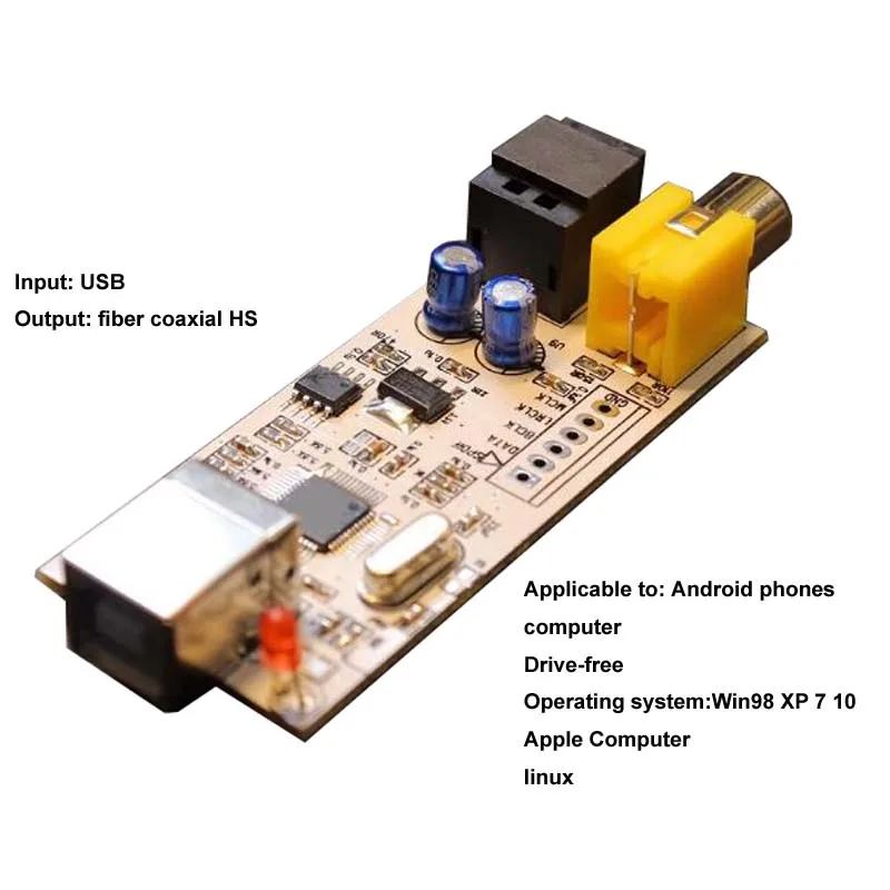 

LUSYA Dolby DTS Source Code Output / USB to Digital Coaxial Output / USB to SPDIF OTG USB 24bit 96kHz