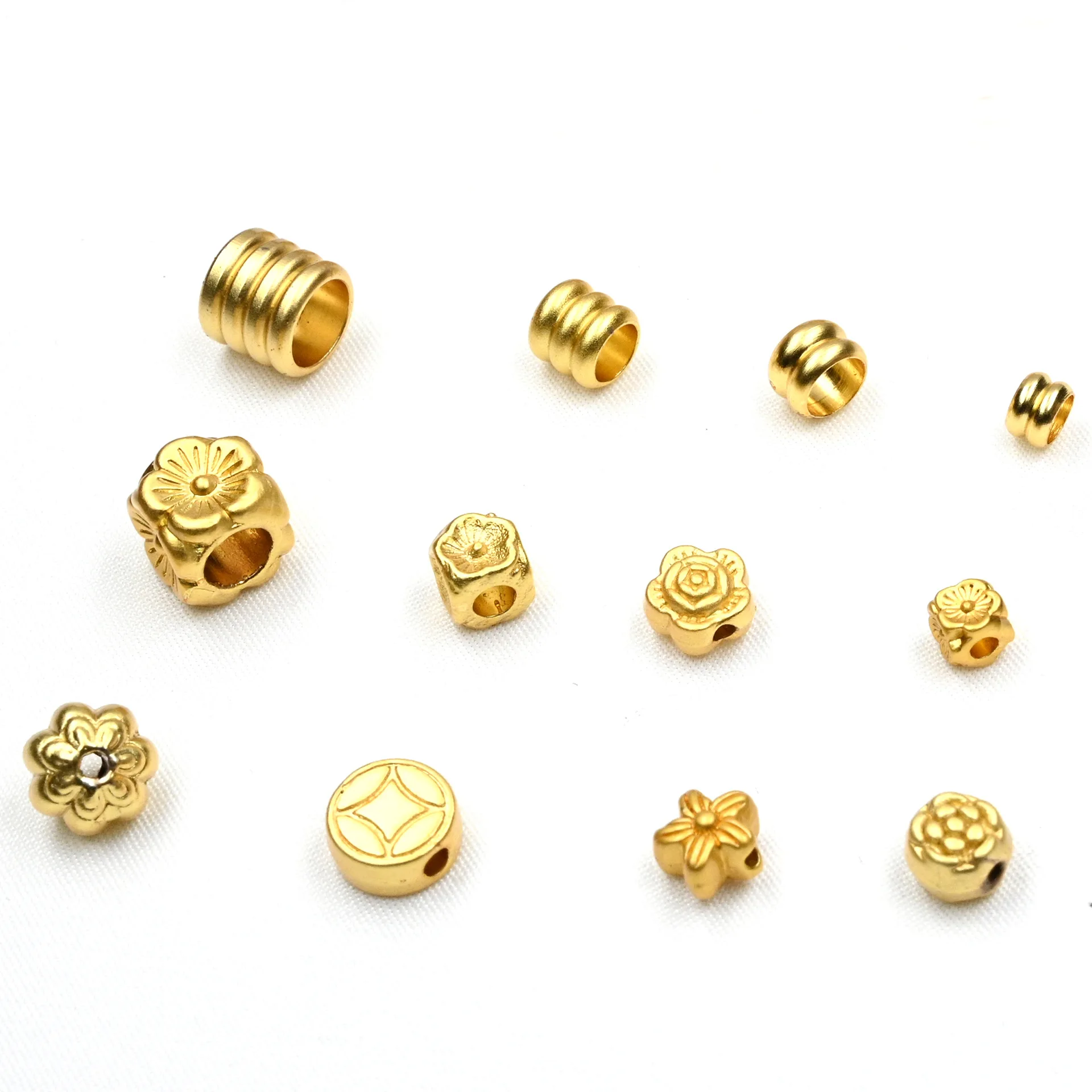 18k bag gold color large hole three-layer bucket pearl-flower line double-sided argenia bead necklace bracelet beaded braided ro