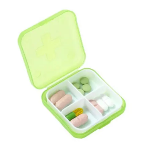 Портативный дорожный контейнер для таблеток, складной мини-контейнер для таблеток, контейнер для хранения лекарств с 4 отделениями, коробка для медицинских таблеток