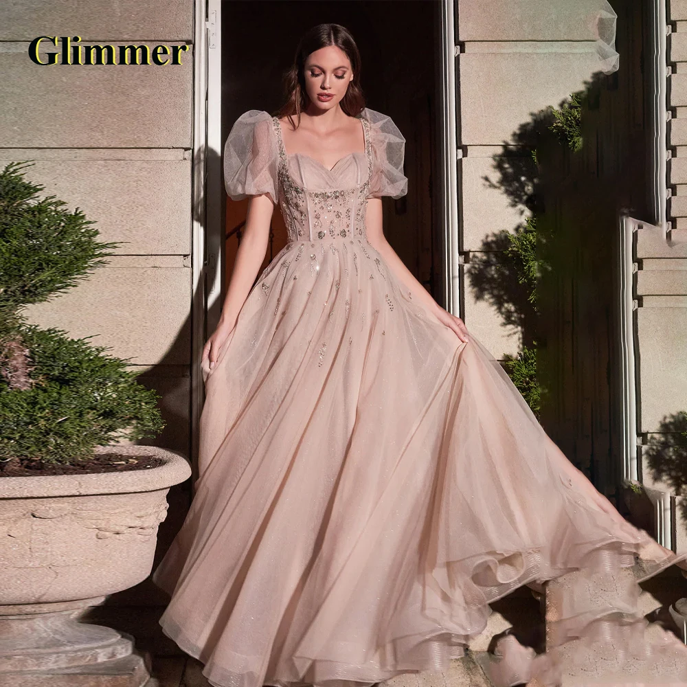 

Glimmer Charming Puff Sleeve Evening Dresses Formal Prom Gowns Made To Order Quinceanera Vestidos Fiesta Gala Robes De Soiree