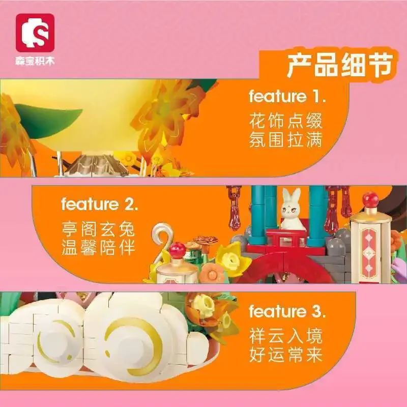 Новый конструктор SEMBO павильон луна тень нефрит кролик Детская сборка игрушка