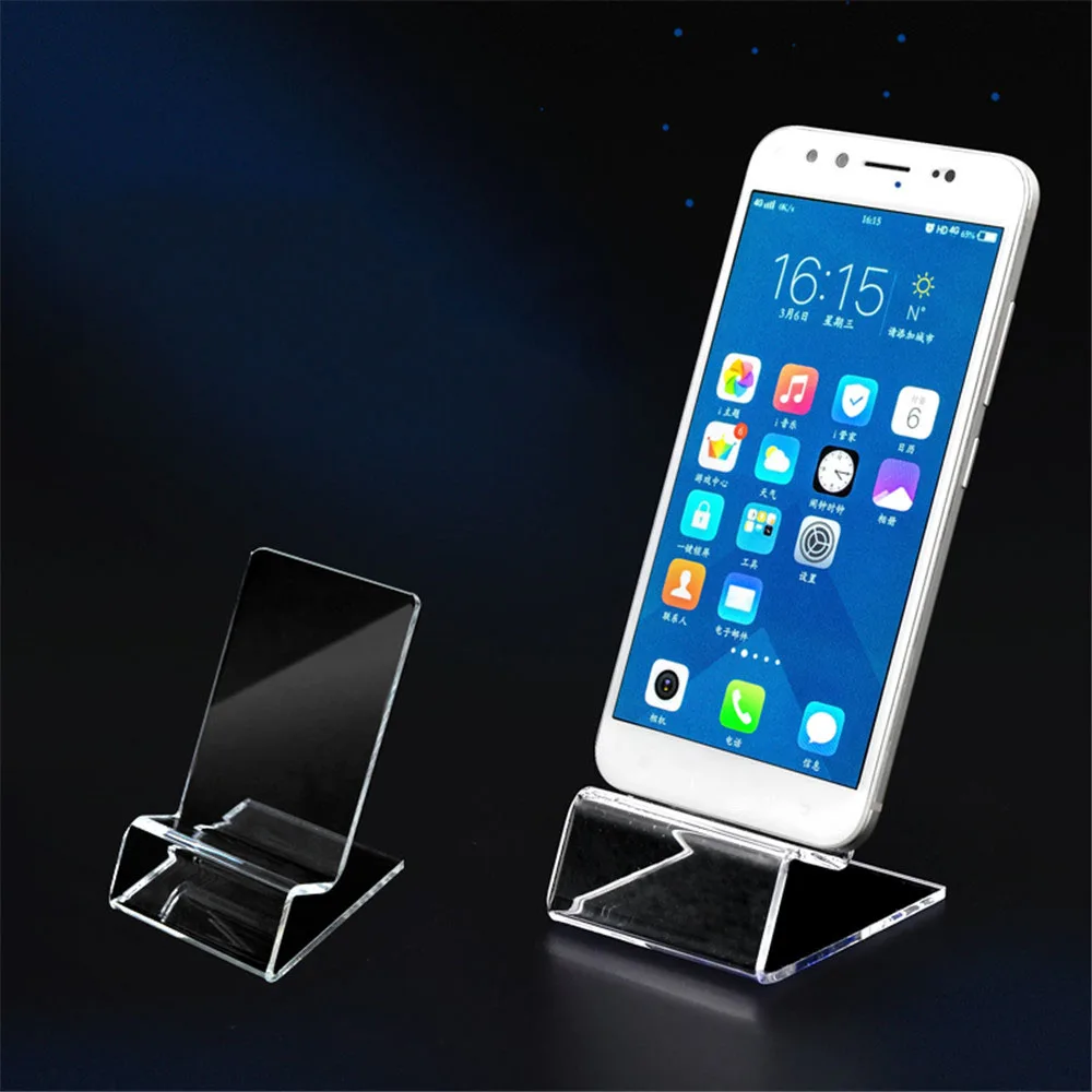 clear acrylic phone holder portable display stand rack stand for cell phone desk accessories card holders office supplies free global shipping