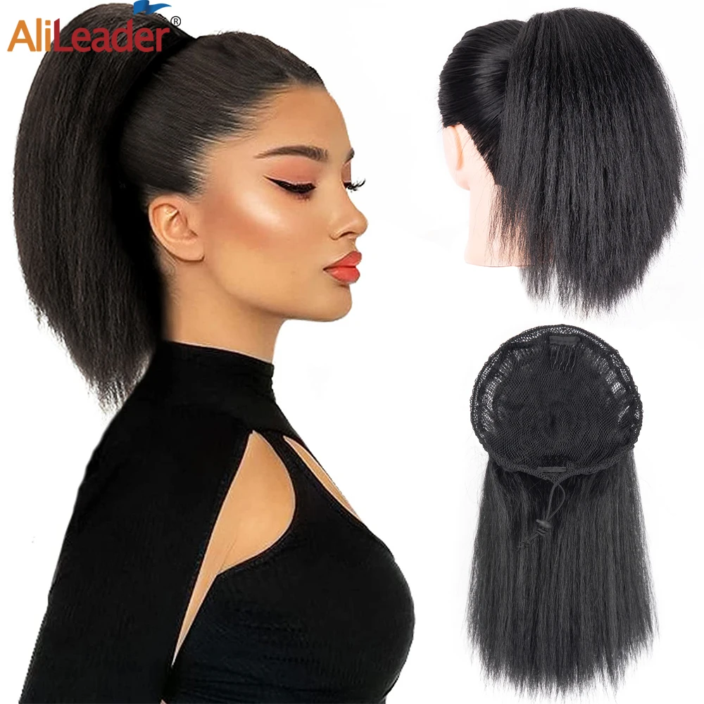 

Synthetic Ponytail Extension 10"22Inch Kinky Srtaight Drawstring Ponytail For Black Women Short Pony Tail Clip In Ponytail