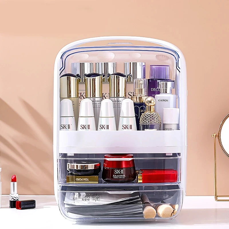 

Fashion New Makeup Organizer Large Capacity Waterproof and Dustproof Bathroom Cosmetic Storage Box Desktop Beauty Storage Drawer