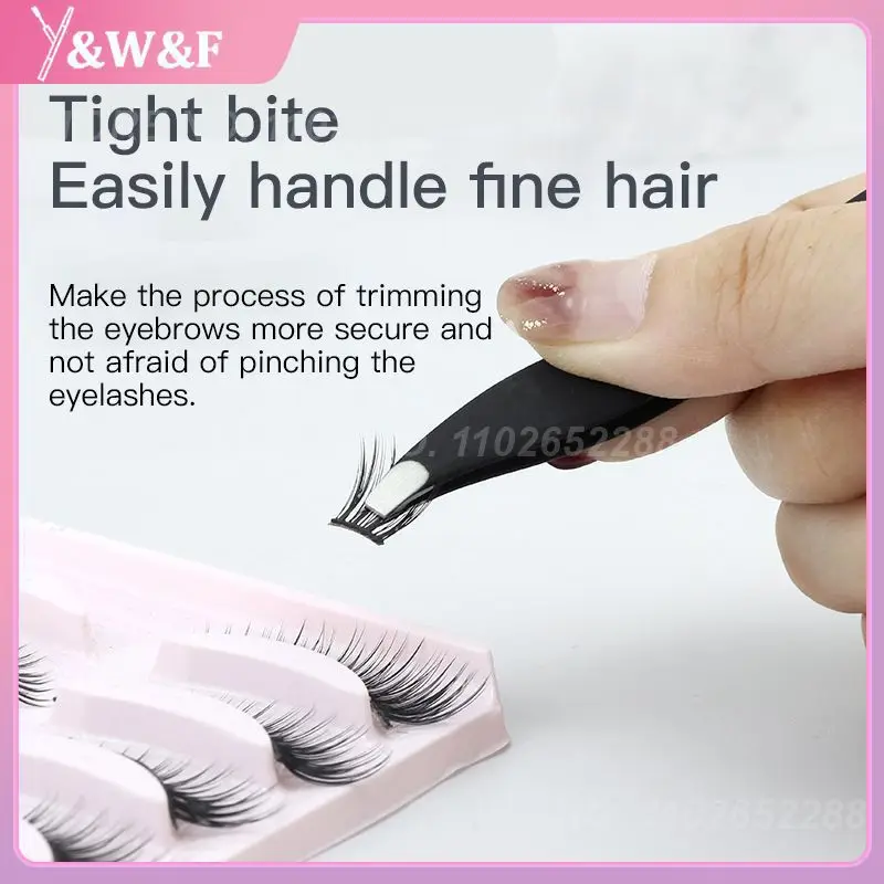

Black Multi-purpose Eyebrow False Eyelash Tweezer Stainless Steel Slant Tip Eyes Tweezer Clip For Face Hair Removal Make Up Tool