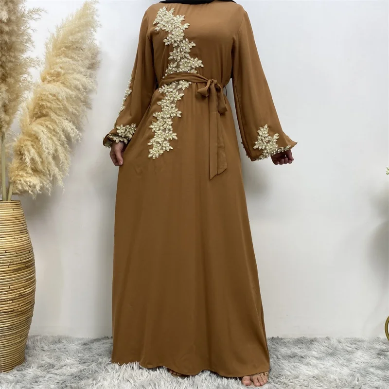 

Muslim Abaya Women Prayer Robe Islamic Dresses Khimar Jilbab Lace Modesty Eid Vestidos Long Dress Kaftan