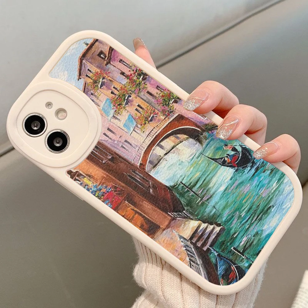 

For Iphone14 19th Century Rural Scenery Phone Case for Iphone 13 12 11 Pro MAX MiNi 7 8plus X XS XR Lambskin Covers