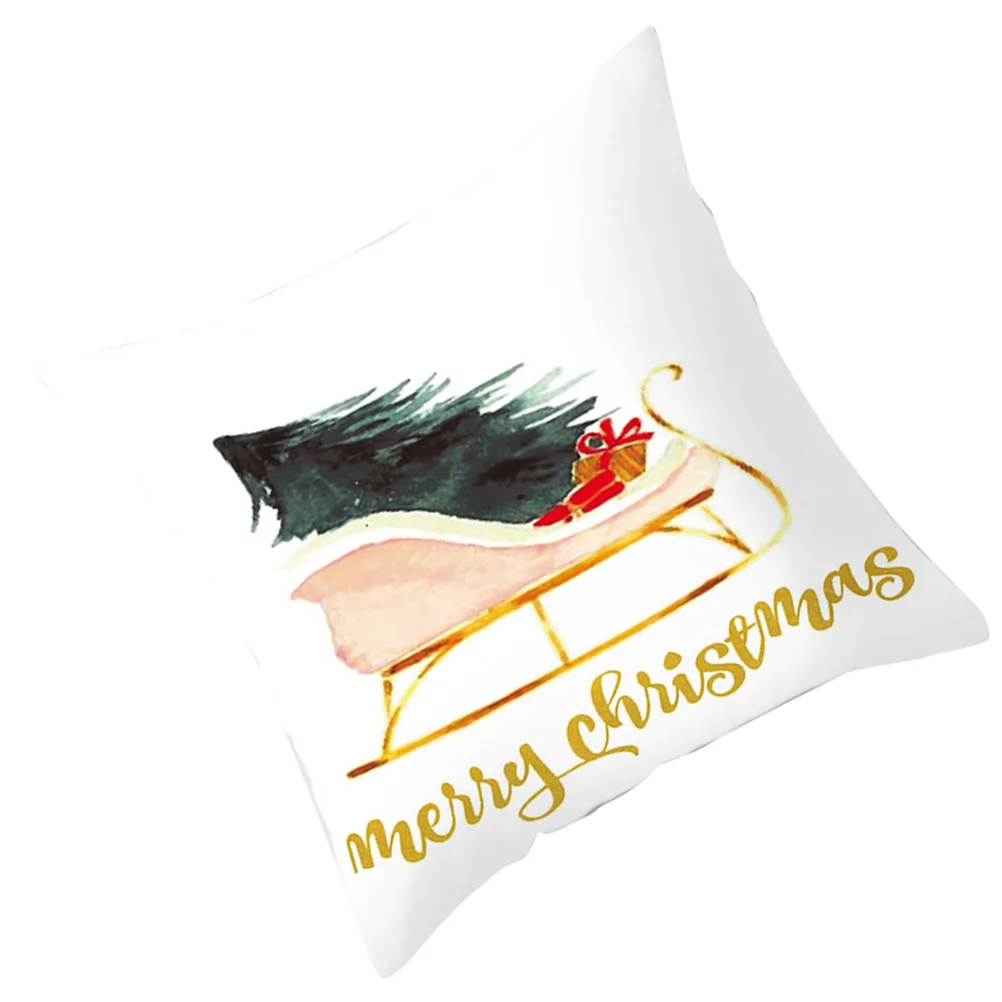 

Pillowcase Pillow Throw Sofa Cover Square Case Cushion Room Christmas Festival Home Covers Living Merry Snowman Plush Protector