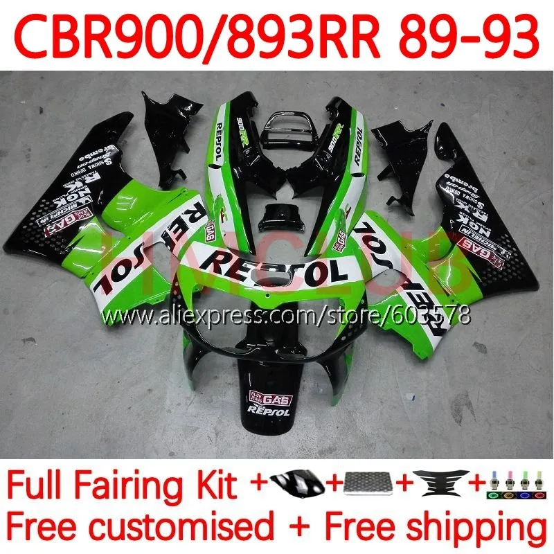 

Body For HONDA CBR893RR CBR 893RR CBR900 CBR893 RR 1989 1990 1991 1992 1993 CBR900RR green stock 89 90 91 92 93 Fairing 119No.63