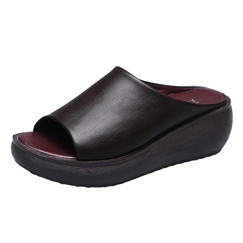 

Women 2022 Summer New Flat Wedges Sandals Slippers Female Casual Platform Fashion Pu Comfortable Outdoor Beach Slides