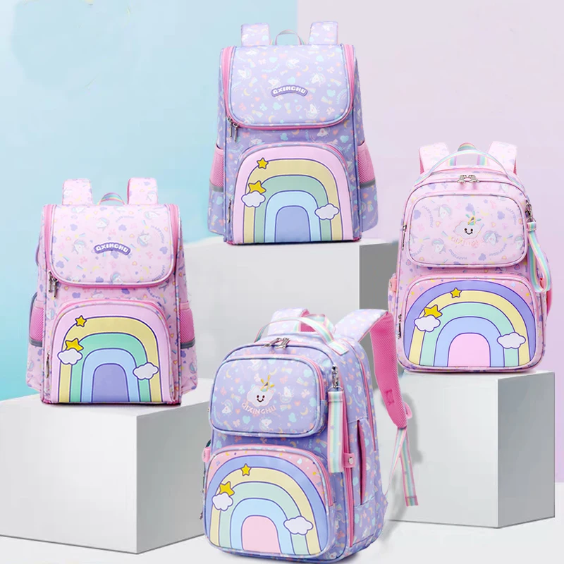 

Rainbow Printed School Bags For Girls Large Capacity Schoolbag For Kids Backpack Children Waterproof Knapsack Mochila Infantil