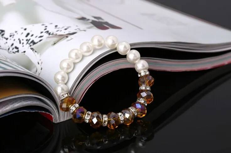 Щупальца Тики ручная работа 10 мм круглые браслеты с жемчугом и кристаллами