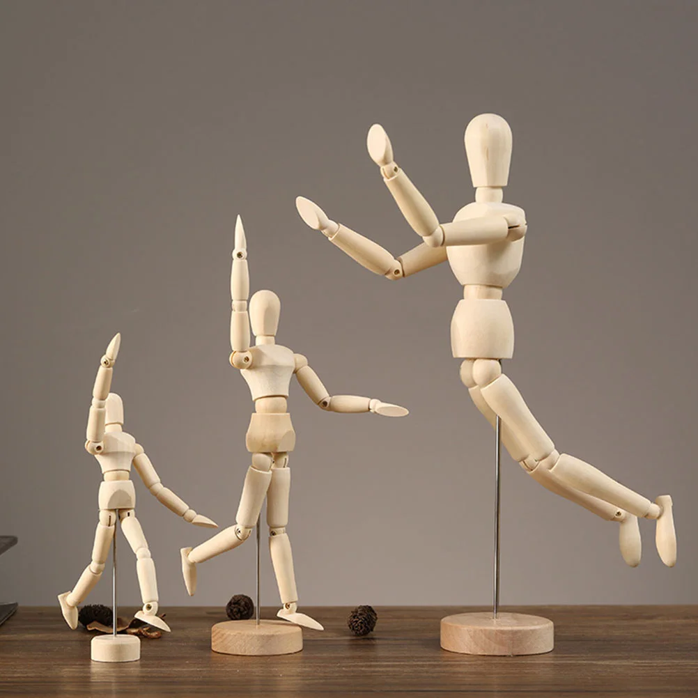 

3 Pcs Puppets Drawing Figure Animal Mannequin Body Movable Joint Wood Child Painting Wooden