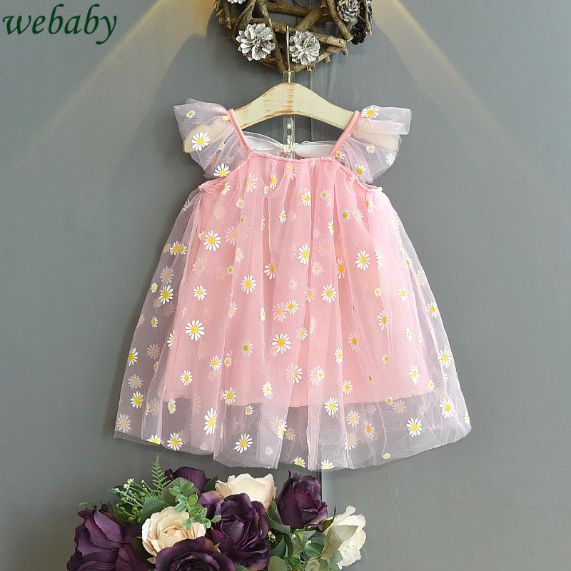

New Summer Girls' Dress Mesh Strap Hollow Embroidery Casual Sleeveless Party Princess Dress Children's Baby Kids Girls Clothing