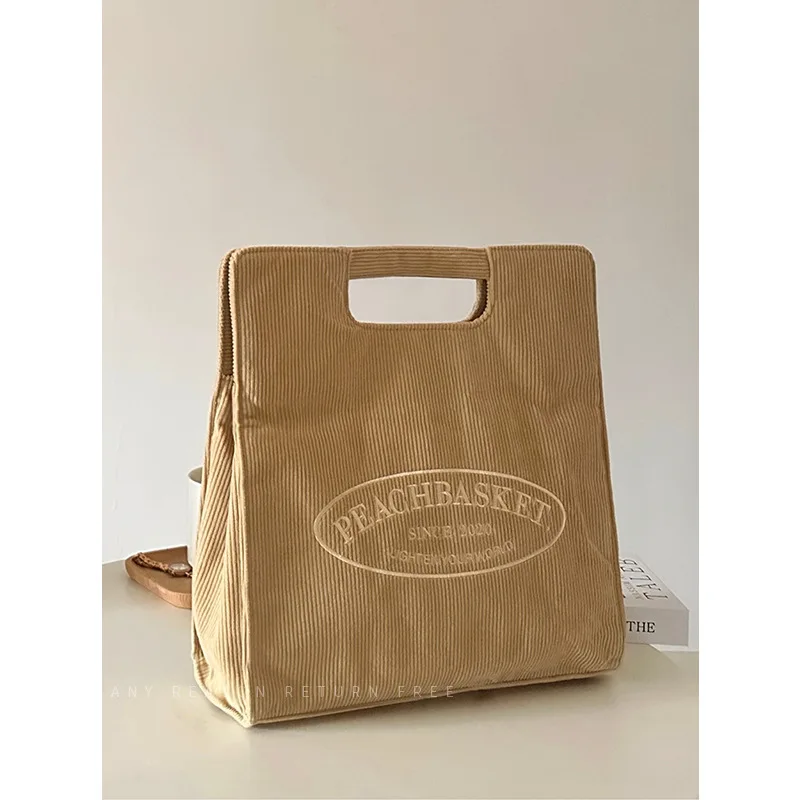 New Women Crossbody Bag Female 2023 Large Capacity Corduroy Multi-compartment Tote Bag Student Class Commuting Bag