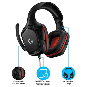 Logitech G331 Gaming Headset Volume Control Bass Surround Noise-cancelling Foldable Wired Headphones with Mic for PC PS4 PS5 2