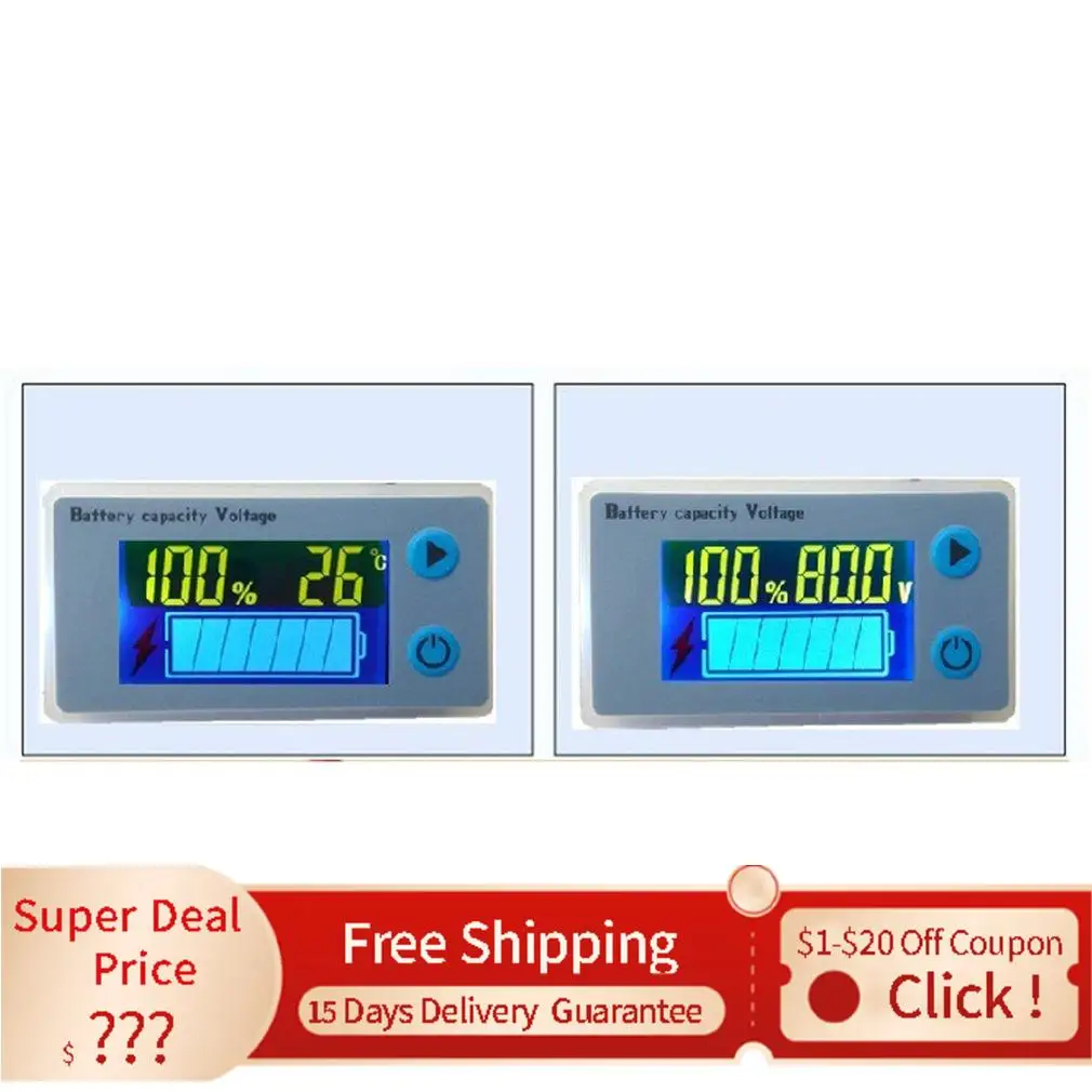 

Car Tester Monitor 10-100V Car Lead Lithium Capacity Indicator Voltmeter Voltage Tester Monitor JS-C33 новый год 2022