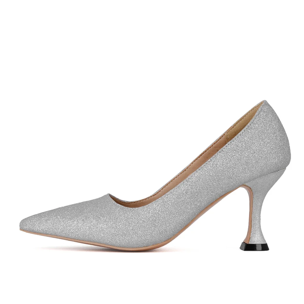 2023 New Glamour Gold Silver Women Wedding Pumps Hot High Thin Heels Bridal Lady Shoes Plus Small Big Size 10 33 43 45